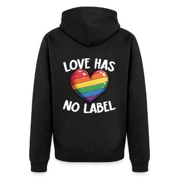 Liebe Hat Kein Etikett Lgbtq Stolz Herz - Unisex Premium Bio Zip Hoodie - Schwarz - Hinten - Nico (187cm)