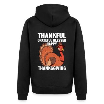 Trruthahn Thanksgiving Funny Design - Unisex Premium Organic Zip Hoodie - black - Back - Nico (187cm)