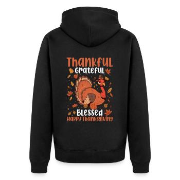Trruthahn Thanksgiving Funny Design - Unisex Premium Organic Zip Hoodie - black - Back - Nico (187cm)