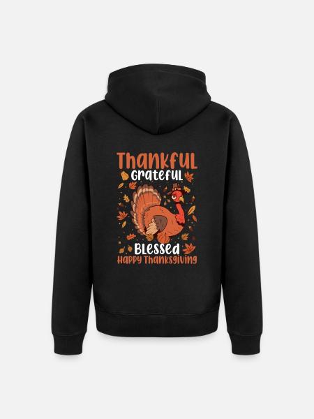 Trruthahn Thanksgiving Funny Design - Unisex Premium Organic Zip Hoodie - black