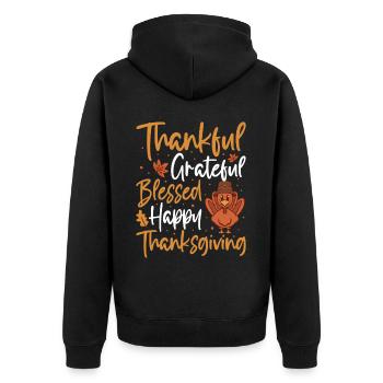 Trruthahn Thanksgiving Funny Design - Unisex Premium Organic Zip Hoodie - black - Back - Nico (187cm)