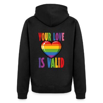 Your Love Is Valid Lgbtq Pride Rainbow Heart - Unisex Premium Organic Zip Hoodie - black - Back - Nico (187cm)