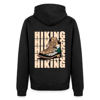 Explore the mountains with your hiking boots - Unisex Premium Organic Zip Hoodie - black - Back - Nico (187cm)