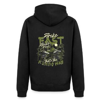 Kendo Japanische Kampfsportarten - Unisex Premium Bio Zip Hoodie - Schwarz - Hinten - Nico (187cm)