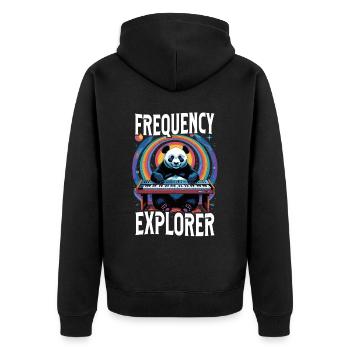 Synthesizer Synth Kick Drum DAW Frequency Explorer - Unisex Premium Bio Zip Hoodie - Schwarz - Hinten - Nico (187cm)