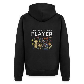 Board game - Unisex Premium Organic Zip Hoodie - black - Back - Nico (187cm)