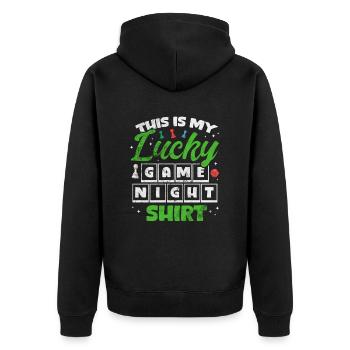 board game - Unisex Premium Organic Zip Hoodie - black - Back - Nico (187cm)