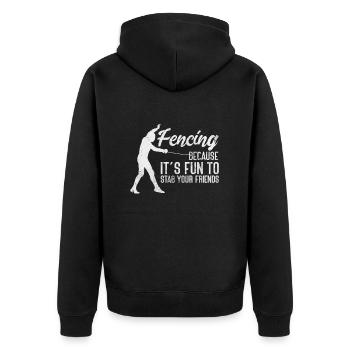 Fechten - Unisex Premium Bio Zip Hoodie - Schwarz - Hinten - Nico (187cm)