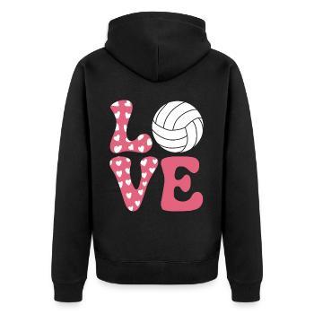 Volleyball Spruch Lustiges Volleyball Geschenk - Unisex Premium Bio Zip Hoodie - Schwarz - Hinten - Nico (187cm)