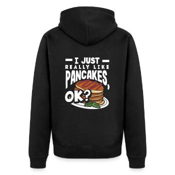 Les crêpes J’aime les crêpes, d’accord ? - Veste à capuche bio Premium Unisexe - noir - Dos - Nico (187cm)