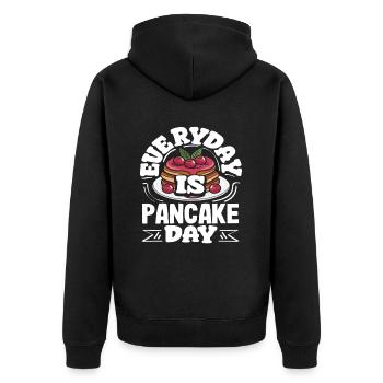 Pancakes Every day is Pancake Day - Unisex Premium Organic Zip Hoodie - black - Back - Nico (187cm)
