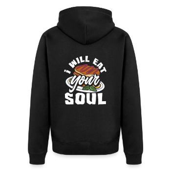 Crêpes Je mange ton âme - Veste à capuche bio Premium Unisexe - noir - Dos - Nico (187cm)