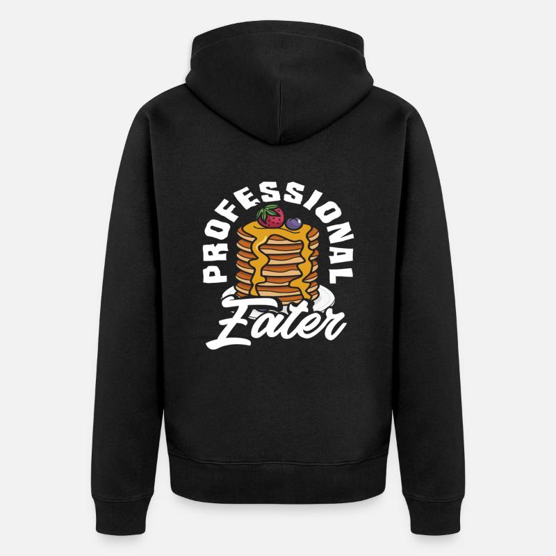 Pancakes Professional Eater Fun - Unisex Premium Organic Zip Hoodie - black