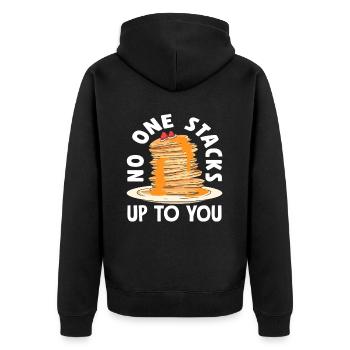 Pancakes Nobody Stacks Higher - Unisex Premium Organic Zip Hoodie - black - Back - Nico (187cm)