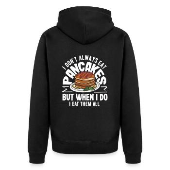 Pancakes Ich Esse Sie Alle Immer - Unisex Premium Bio Zip Hoodie - Schwarz - Hinten - Nico (187cm)