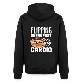 Les crêpes qui retournent le petit-déjeuner sont mon cardio - Veste à capuche bio Premium Unisexe - noir - Dos - Nico (187cm)
