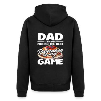 Pancakes are my game for dads - Unisex Premium Organic Zip Hoodie - black - Back - Nico (187cm)