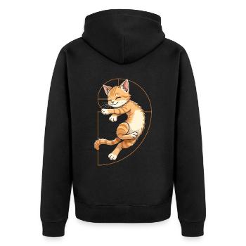 Fibonacci Cat - Unisex Premium Organic Zip Hoodie - black - Back - Nico (187cm)