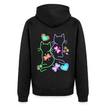 Chats, Chat, Pâques, Printemps, Rétro, Années 80, Années 90, Enfant - Veste à capuche bio Premium Unisexe - noir - Dos - Nico (187cm)