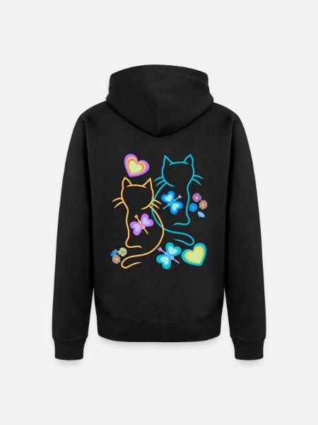 Chat Chats Chaton - Veste à capuche bio Premium Unisexe - noir