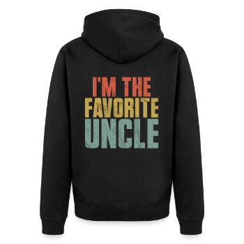 Best Uncle Proud Uncle Quote Humor - Unisex Premium Organic Zip Hoodie - black - Back - Nico (187cm)