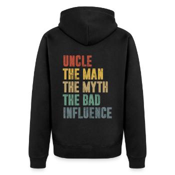 Best Uncle Proud Uncle Quote Humor - Unisex Premium Organic Zip Hoodie - black - Back - Nico (187cm)