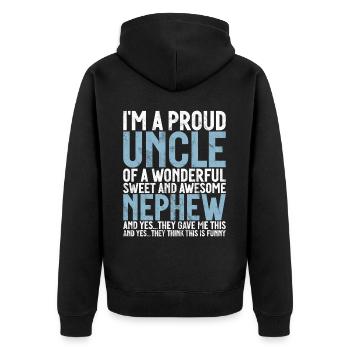Best Uncle Proud Uncle Quote Humor - Unisex Premium Organic Zip Hoodie - black - Back - Nico (187cm)