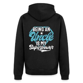 Best Uncle Proud Uncle Quote Humor - Unisex Premium Organic Zip Hoodie - black - Back - Nico (187cm)