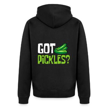 Gewürzgurke Essiggurke - Unisex Premium Bio Zip Hoodie - Schwarz - Hinten - Nico (187cm)