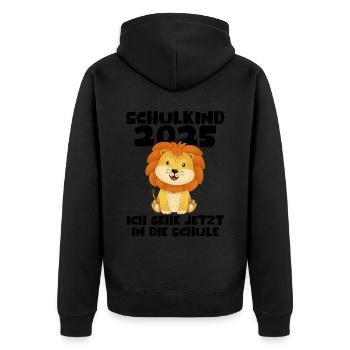 Schulkind 2025 Junge Mädchen Einschulung 2025 Deko - Unisex Premium Bio Zip Hoodie - Schwarz - Hinten - Nico (187cm)