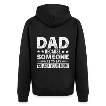 Geschenke Zum Vatertag Für Papa - Unisex Premium Bio Zip Hoodie - Schwarz - Hinten - Nico (187cm)