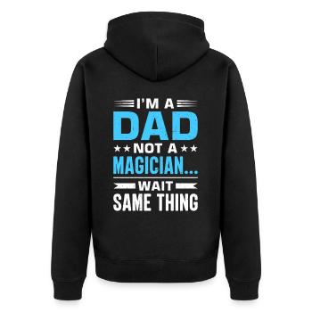 Geschenke Zum Vatertag Für Papa - Unisex Premium Bio Zip Hoodie - Schwarz - Hinten - Nico (187cm)
