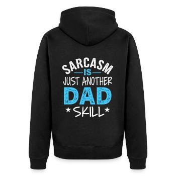Geschenke Zum Vatertag Für Papa - Unisex Premium Bio Zip Hoodie - Schwarz - Hinten - Nico (187cm)