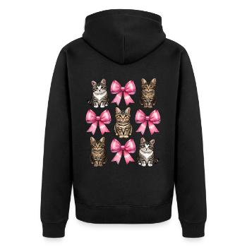 Coquette Bow Tabby Katze Mom Ribbon Muttertag - Unisex Premium Bio Zip Hoodie - Schwarz - Hinten - Nico (187cm)