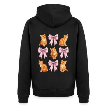 Coquette Schleife Orange Katze Tabby Katze - Unisex Premium Bio Zip Hoodie - Schwarz - Hinten - Nico (187cm)