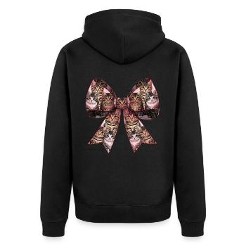 Coquette Bow Tabby Katze Niedliches Muster Rosa - Unisex Premium Bio Zip Hoodie - Schwarz - Hinten - Nico (187cm)