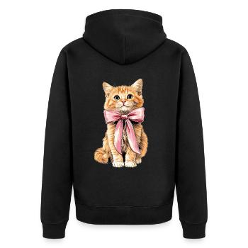 Coquette Schleife Orange Katze Tabby Katze - Unisex Premium Bio Zip Hoodie - Schwarz - Hinten - Nico (187cm)