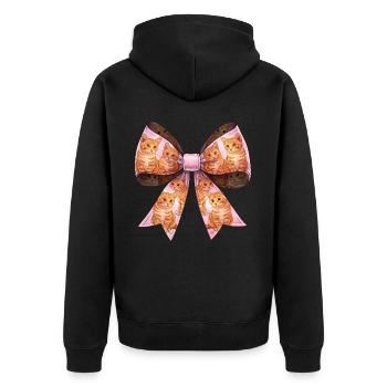 Coquette Bow Orange Katze Tabby Katze Muster - Unisex Premium Bio Zip Hoodie - Schwarz - Hinten - Nico (187cm)