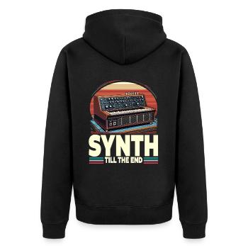 Synthesizer Synth Till The End Kick Drum DAW - Unisex Premium Organic Zip Hoodie - black - Back - Nico (187cm)