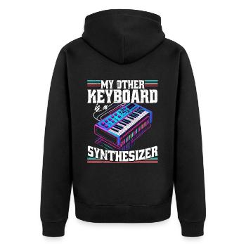 Synthesizer Synth Kick Drum DAW - Unisex Premium Organic Zip Hoodie - black - Back - Nico (187cm)