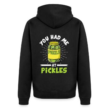 Gewürzgurke Essiggurke - Unisex Premium Bio Zip Hoodie - Schwarz - Hinten - Nico (187cm)