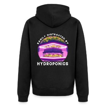 Easily distracted by Hydroponics - Unisex Premium Organic Zip Hoodie - black - Back - Nico (187cm)