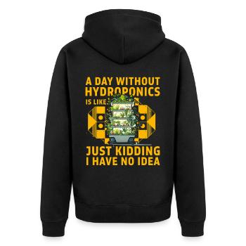 Hydroponics - Unisex Premium Organic Zip Hoodie - black - Back - Nico (187cm)