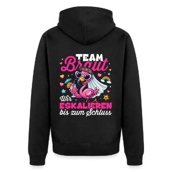 Junggesellenabschied Frauen T-Shirt JGA Team Braut - Unisex Premium Bio Zip Hoodie - Schwarz - Hinten - Nico (187cm)