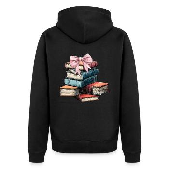 Coquette Bow Librarian Library Books Pink - Unisex Premium Organic Zip Hoodie - black - Back - Nico (187cm)