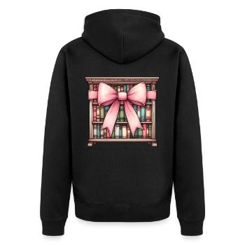 Coquette Bow Librarian Library Books Pink - Unisex Premium Organic Zip Hoodie - black - Back - Nico (187cm)