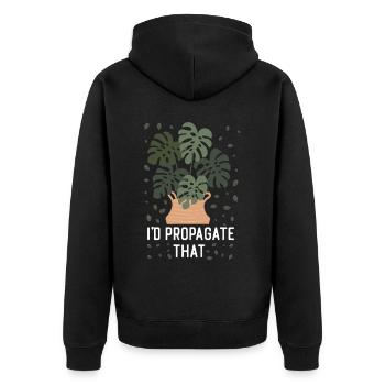 Plant Lover Gardening Monstera I'd - Unisex Premium Bio Zip Hoodie - Schwarz - Hinten - Nico (187cm)