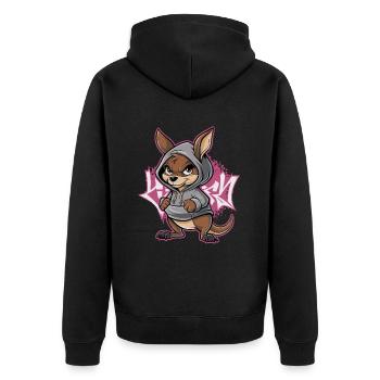 Kangourou Street Art Graffiti Style urbain avec sweat à capuche - Veste à capuche bio Premium Unisexe - noir - Dos - Nico (187cm)