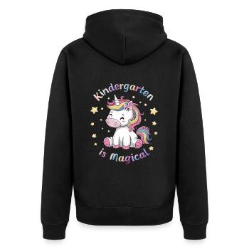 Kindergarten Ist Magisch Mit Einhorn Und Sternen - Unisex Premium Bio Zip Hoodie - Schwarz - Hinten - Nico (187cm)