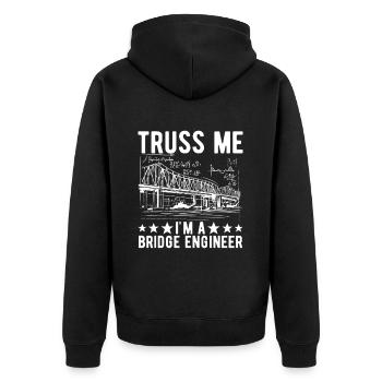 Bridge Engineer Bridge Construction - Unisex Premium Organic Zip Hoodie - black - Back - Nico (187cm)